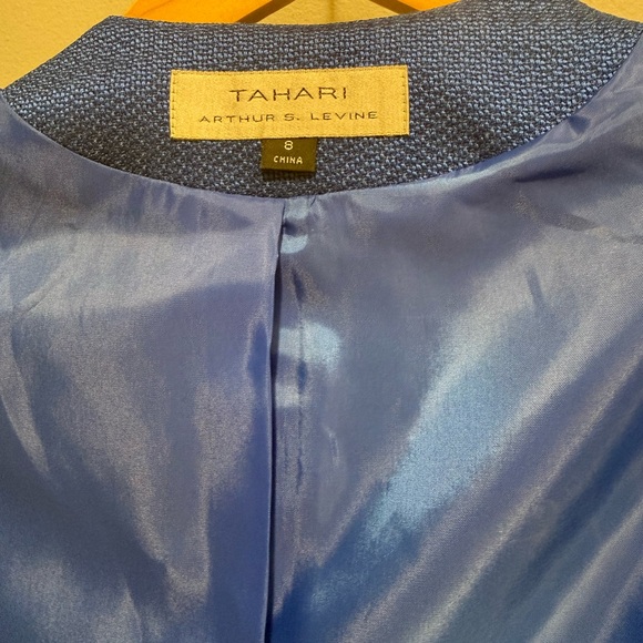 Tahari ASL Blue 2-Piece Suit Set Size 8 Sheath Dress & Cropped Blazer - Picture 8 of 11